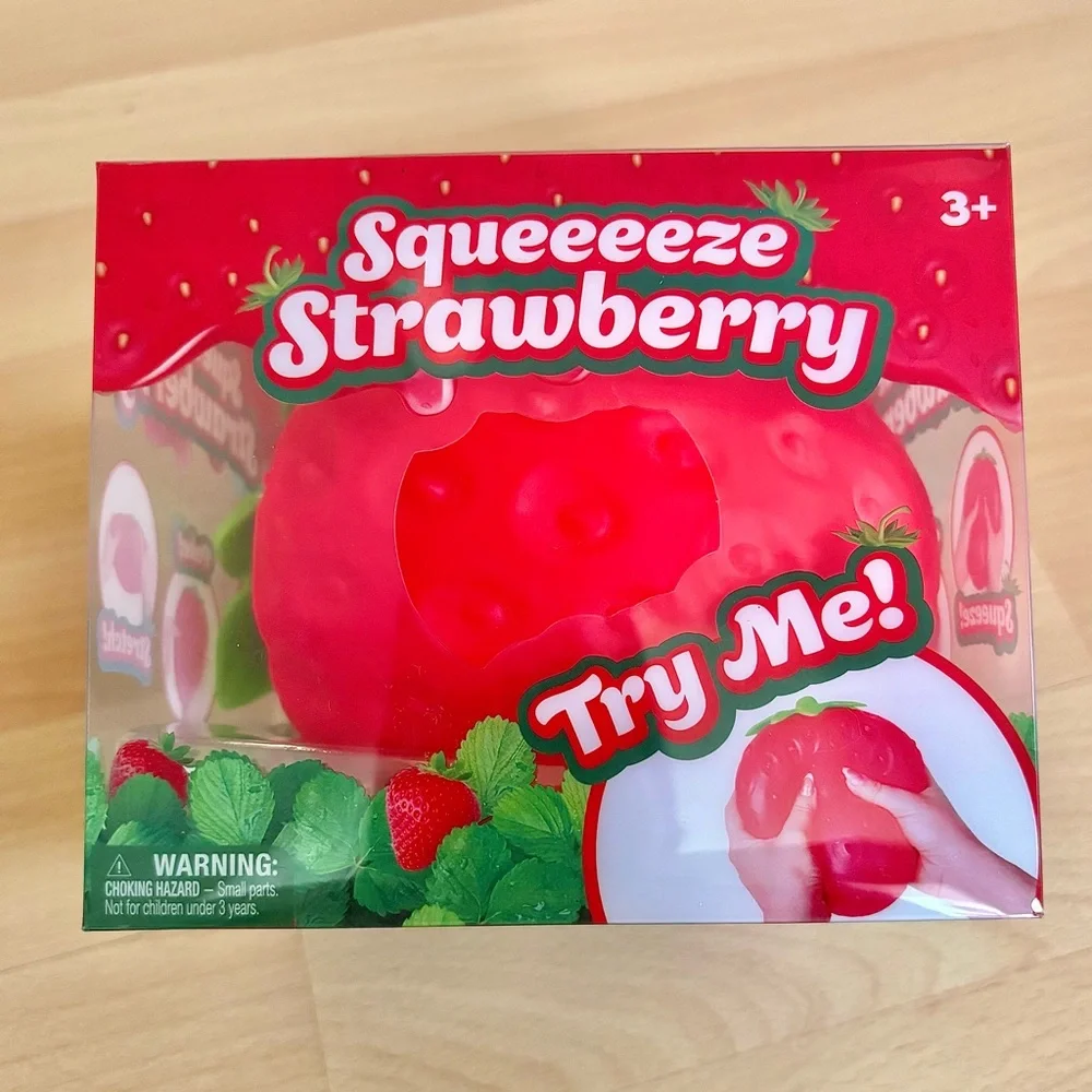Jumbo SQUEEEZY STRAWBERRY 🍓 Squishy Sensory Fidget Toy Sunny Days NEW